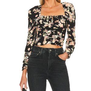 Free People Black Floral Blouse